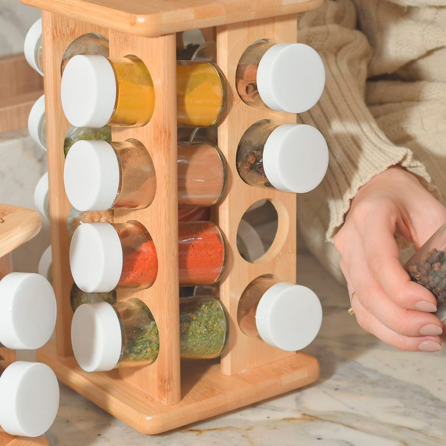 Rotating Orna Unique Spice Rack 17 Pieces Keep Line