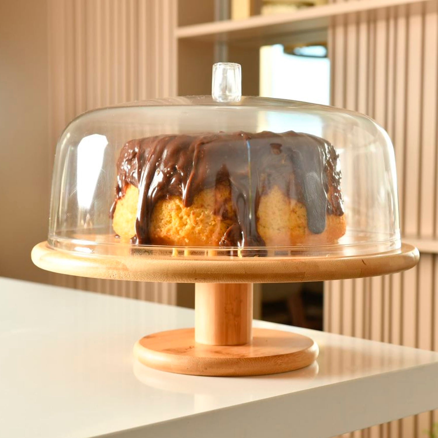 Orna Unique Cake Stand with Dome and Base Sense Line