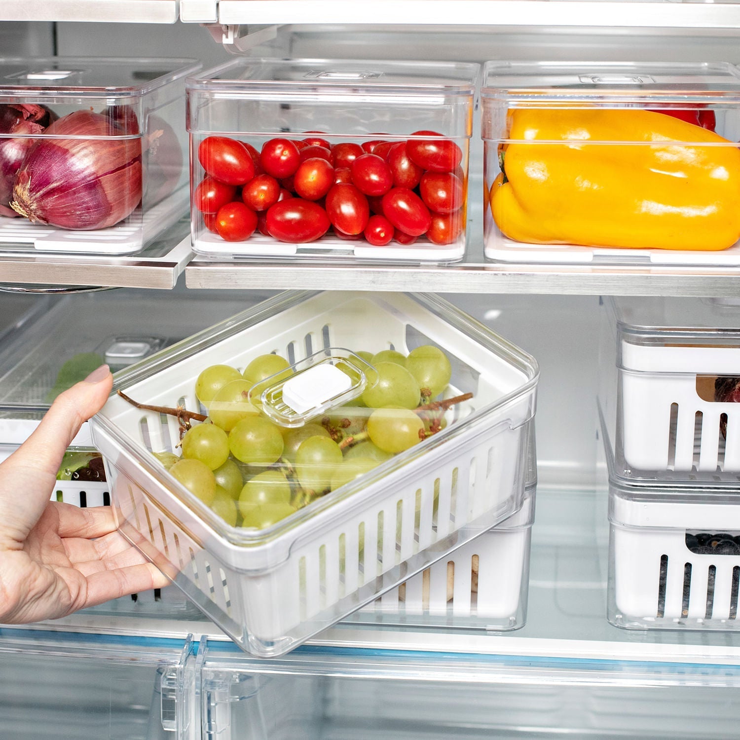 Refrigerator Organizer with Basket Orna Unique 2.2L Clear Fresh Line