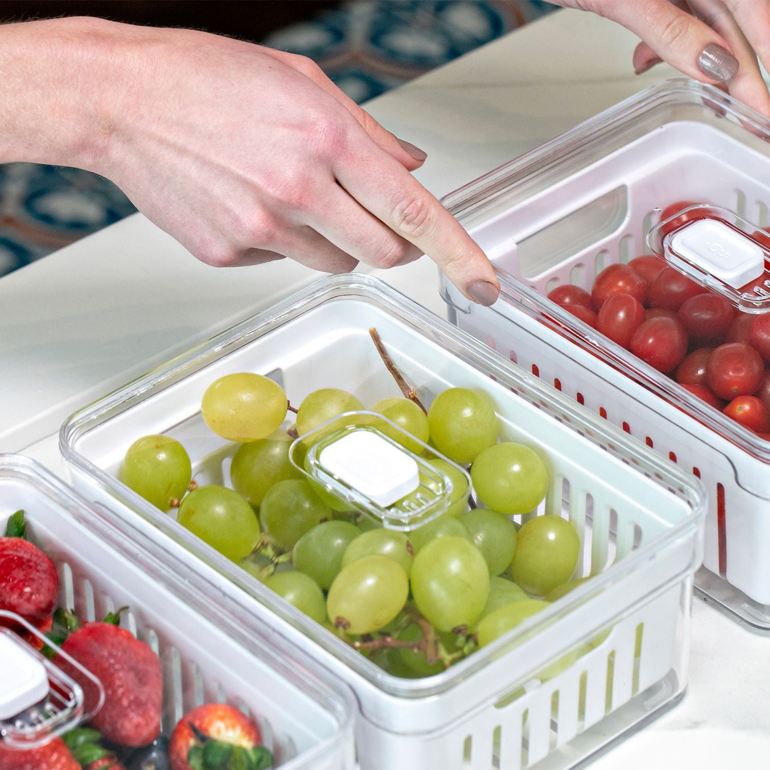 Refrigerator Organizer with Basket Orna Unique 2.2L Clear Fresh Line